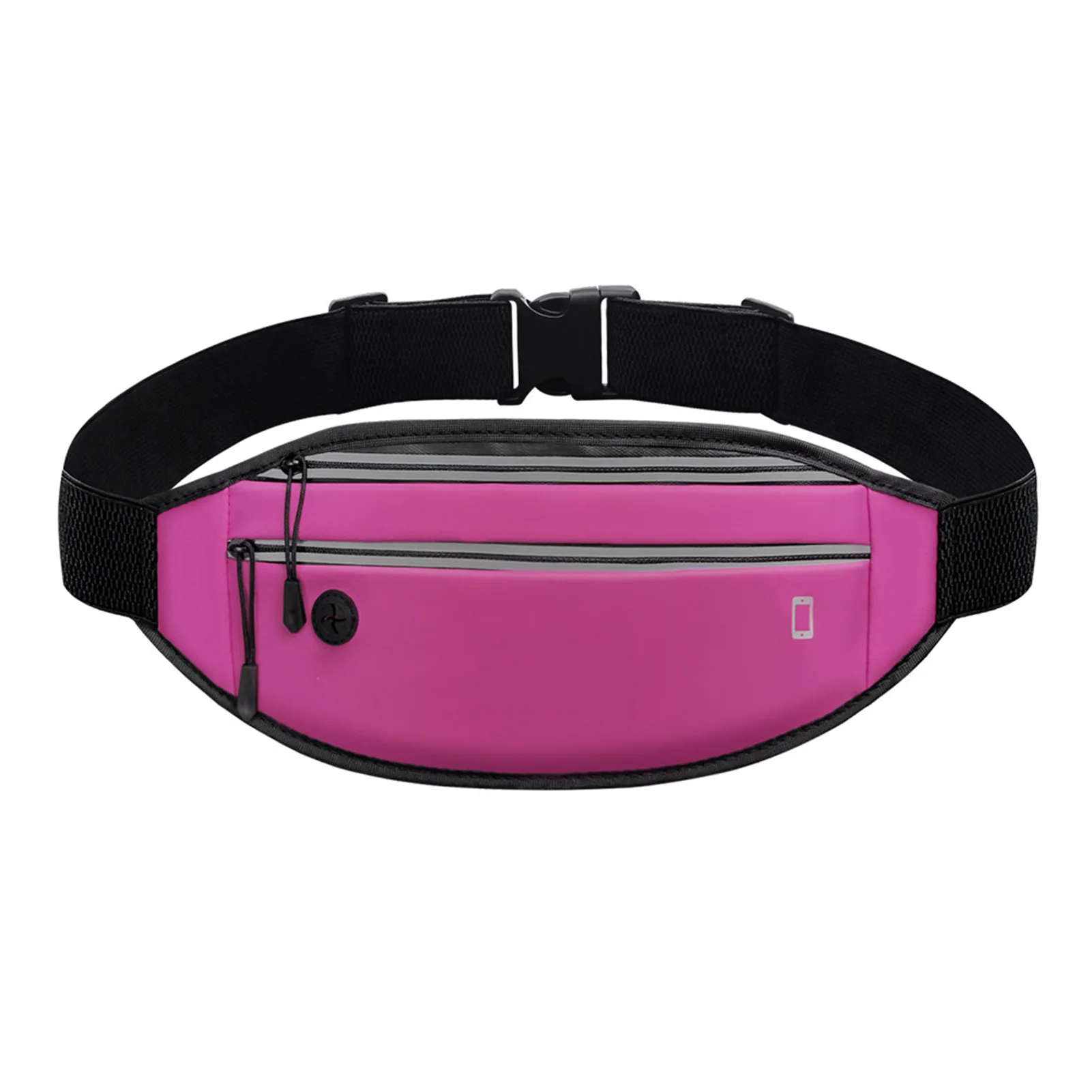

Hot Unisex Waist Belt Running Bags PU Belt Bag with Reflective Strips for Outdoors Casual Hiking