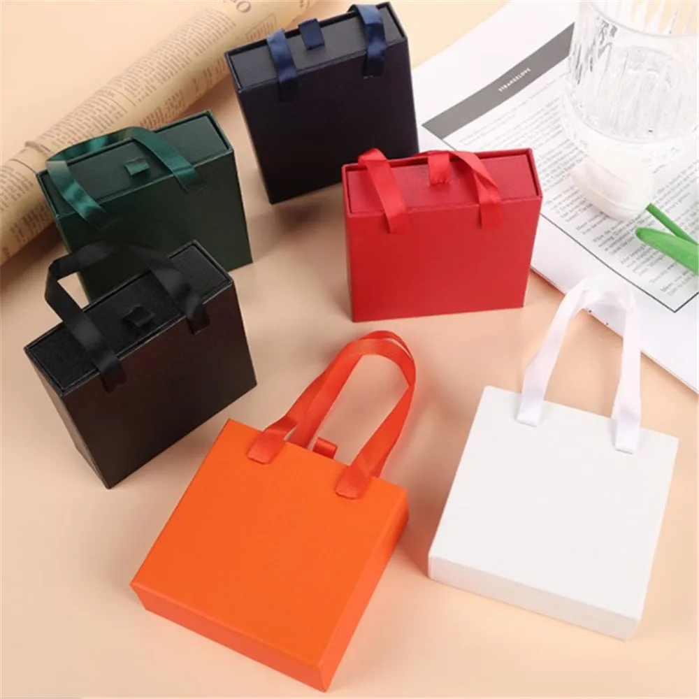 

2022New Drawer Square Jewelry Packaging Box Portable Fashion Ring Earring Pendant Necklace Bracelet Wedding Stud Storage Box Gif