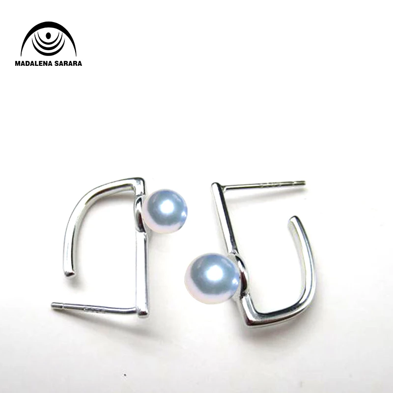Женские серьги из серебра 925 пробы с пресноводным жемчугом 7-8 мм