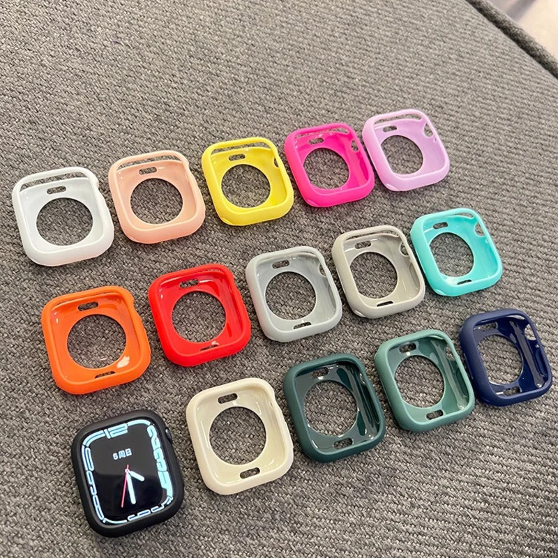 

Soft Silicone Case for Apple Watch series 7 8 45mm 41mm Cover Protection Shell iWatch SE 6 5 3 44mm 40MM 42MM 38MM accessories