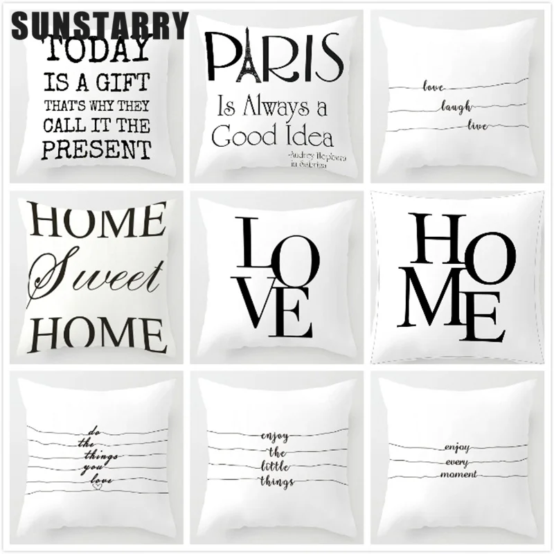 

Wedding Decoration Pillow Cover Love Letters Pattern Cushion Cover Home Decor Square White Color Decorative Pillowcase 45*45cm