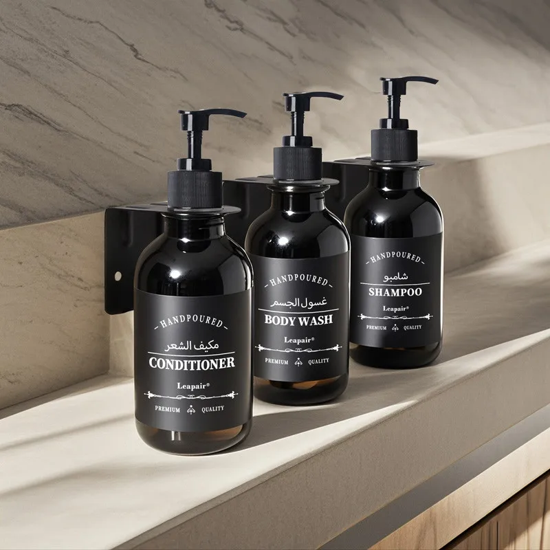 Многоразовый дозатор мыла 500 мл черные бутылки для шампуня и кондиционера с 3