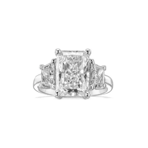 

14k White Gold Ring HPHT CVD Radiant Cut F VS1 2.5ct total 4ctw Carat Lab-created Diamond Jewelry Gift for Women