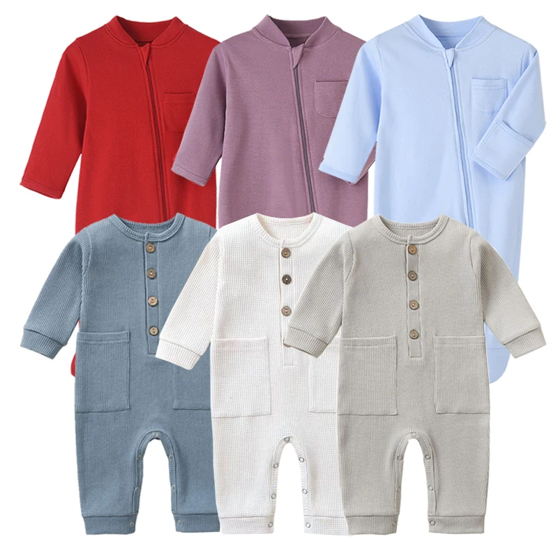 100% Cotton Baby Romper Long Sleeved Sleepers Bebês Sleepsuit Boy Girl One-pieces Grows Jumpsuit Onesie Ropa Pyjama Bebe Growing