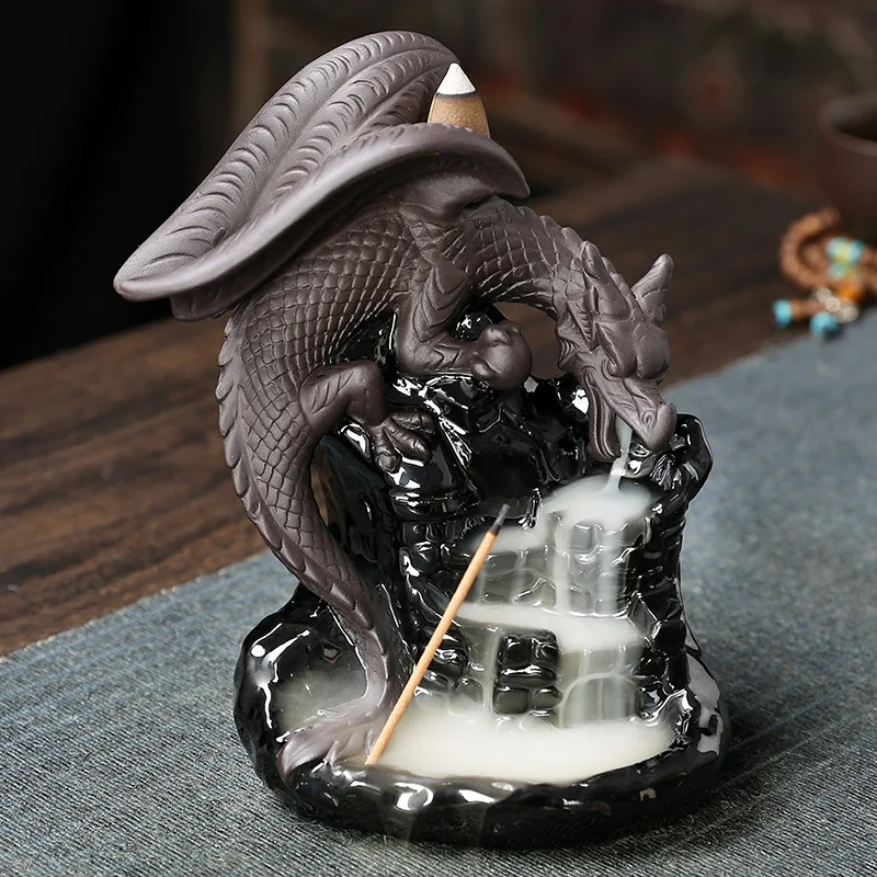 Фиолетовая глина ремесленный дракон счастливый водопад благовония с обратным