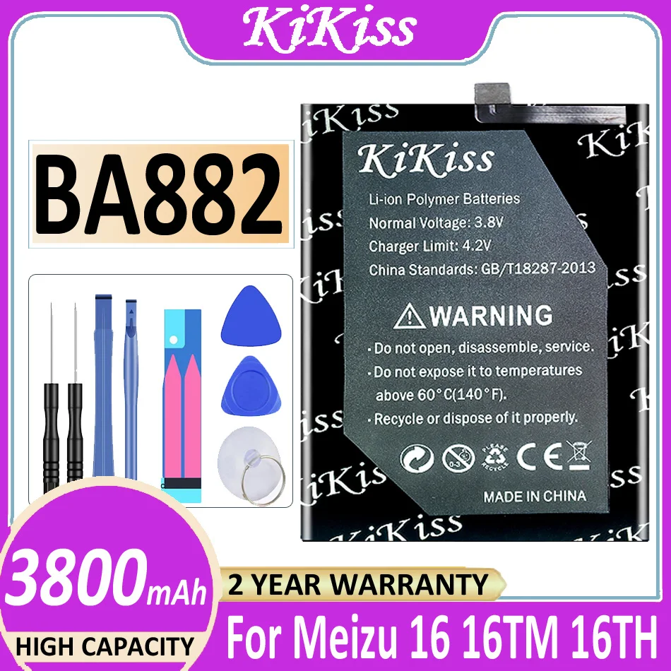 

Оригинальный аккумулятор KiKiss BA882 3800 мАч для Meizu 16 16TM 16TH Bateria