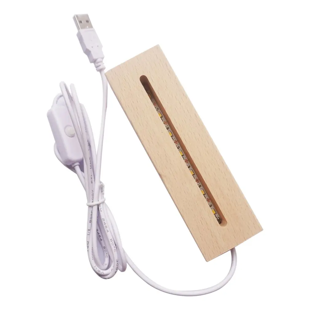 

Lamp Acrylic Luminous Base Led Beech Wood Strip Night Light DIY Wooden Lamp Holder Rectangular Lights Wooden Luminous Lamp