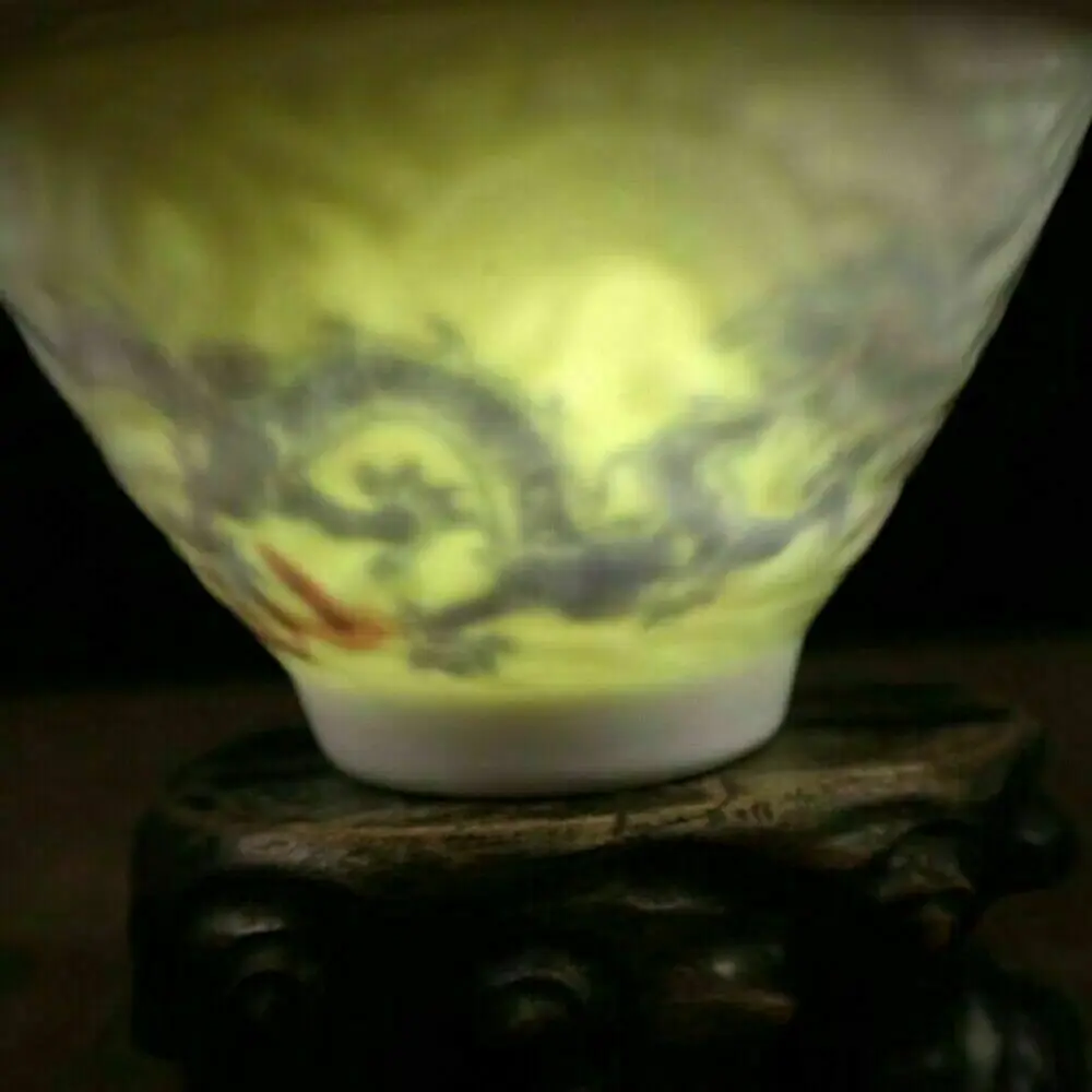 

Китайская старинная фарфоровая белая глазурная Скрытая сине-белая чаша-ведро с узором дракона