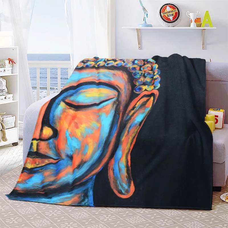 

Head Buddhist Religious Blanket Lightweight Comfortable Soft Breathable Warm Flannel Throw Blanket for Bedding Travel