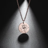 european fashion punk rose stainless steel necklace long chain marking charm pendant universal jewelry for men and women