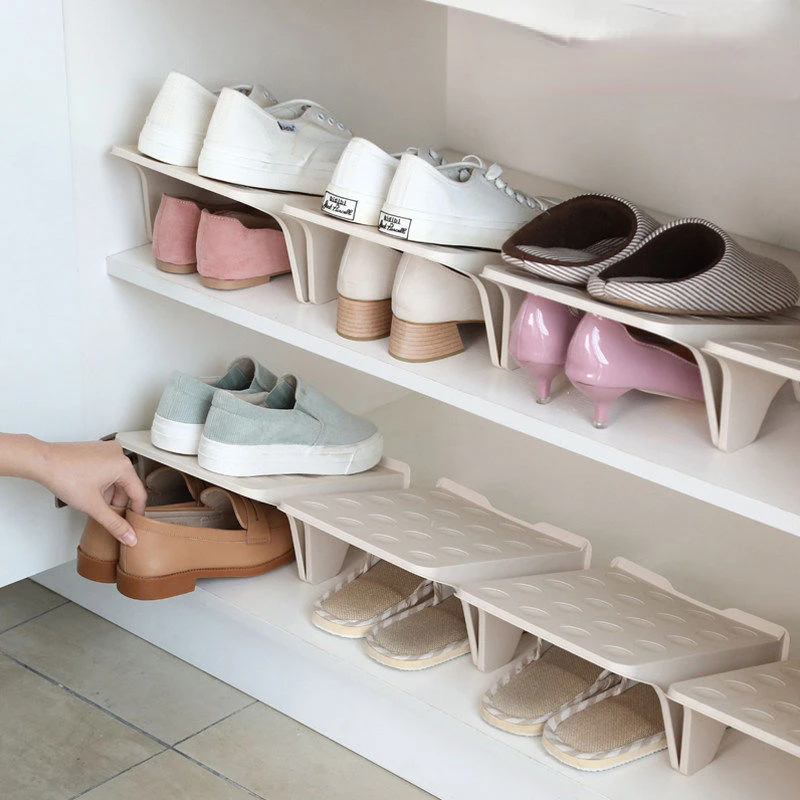 

Бытовой двойной и одинарный держатель для обуви, пластиковая Встроенная простая экономичная стойка для обуви