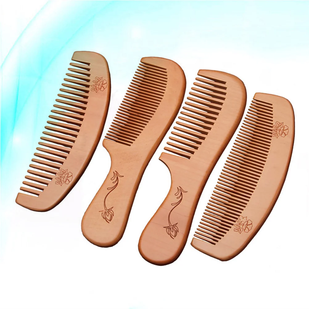 

Comb Hair Wood Wooden Peach Fine Anti Detangler Static Pocket Wide Equipment Dressing Massaging Hairdressing Styling Detangling