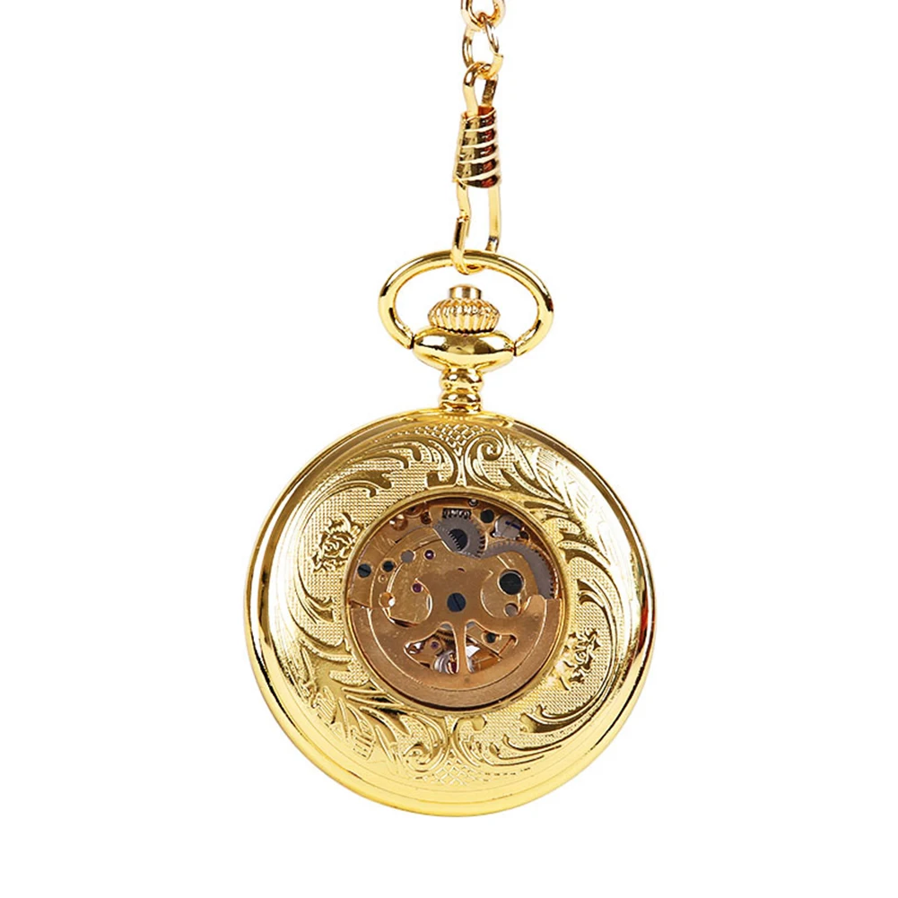 Carved-Eagle Mechanical Pocket Watches Necklace Pendant Clock Chain Festivals Birthday Gift