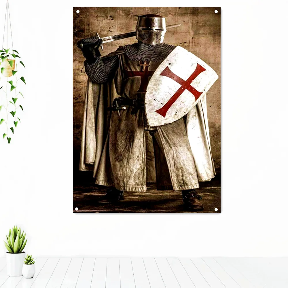 

Masonic Knight Templar Flag Home Decor Medieval Warrior Legion Armor Banner Wall Chart Grommets Custom Wall Hanging Painting T6