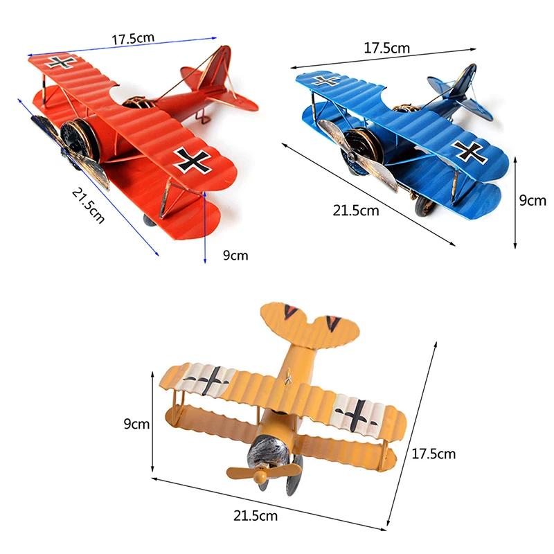 

1PC Iron Mini Aircraft Model Ornament Creative Car Interior Retro Tin Airplane Home Desktop Decoration Plane Craft