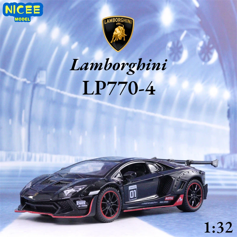 

1:32 Lamborghini LP770-4 sports car Simulation Diecast Metal Alloy Model car Sound Light Pull Back Collection Kids Toy Gifts E62