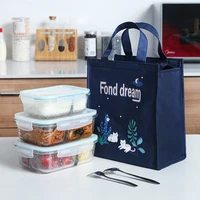 lunch box bag aluminum foil thickened lunch lunch bag canvas hand held lunch box portable insulation bag to work with rice