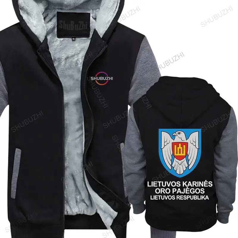 

Men Cotton hoody winter Brand hooded jacket LIETUVOS KARINES ORO PAJEGOS LIETUVOS RESPUBLIKA man fashion thick hoodies zipper