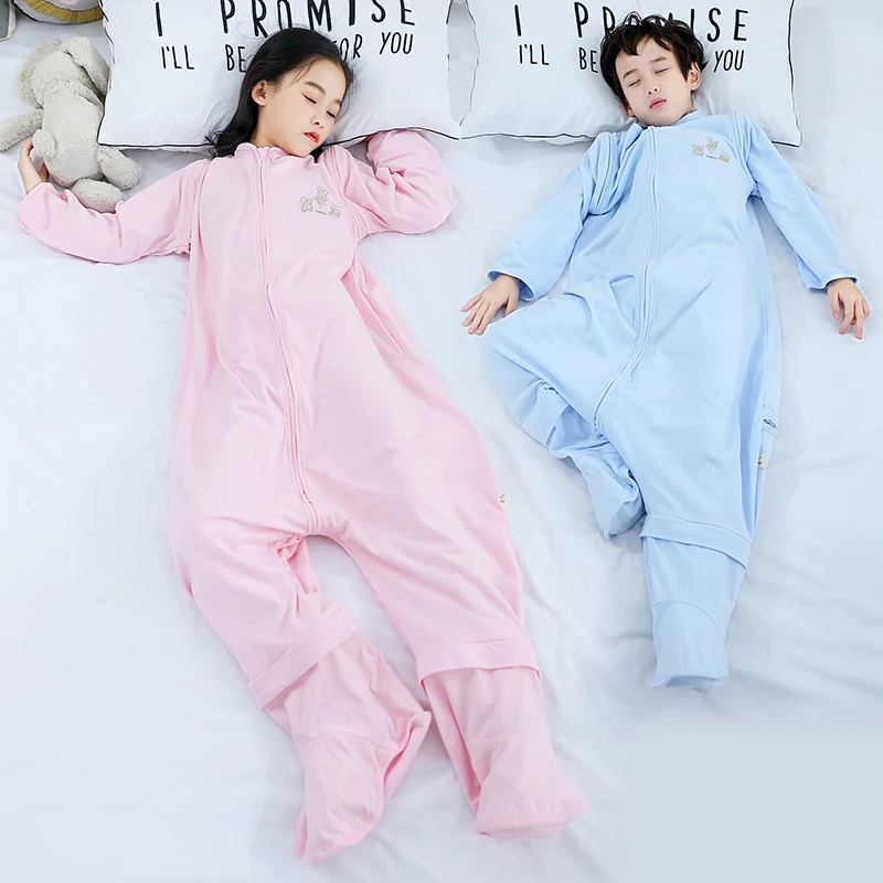 Summer High Quality And Super Soft 100% Cotton Thicken Baby Split Legs Sleeping Bags Temperature 25℃