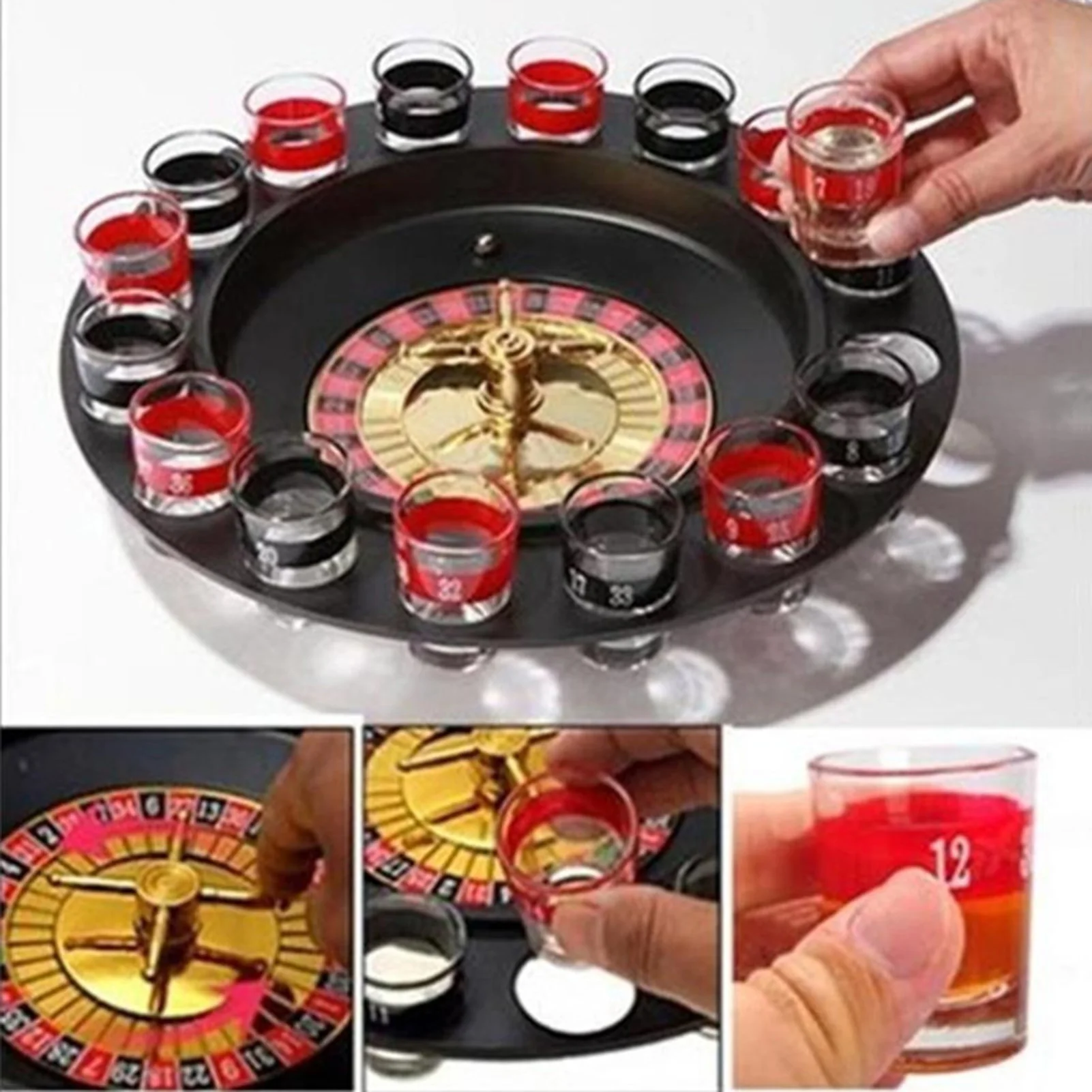 

16 Shots Transparent Glass Bar Russian Turntable Shooting Glass Wine Cup Drinking Roulette Game Shot Glasses Bar Funny Tools