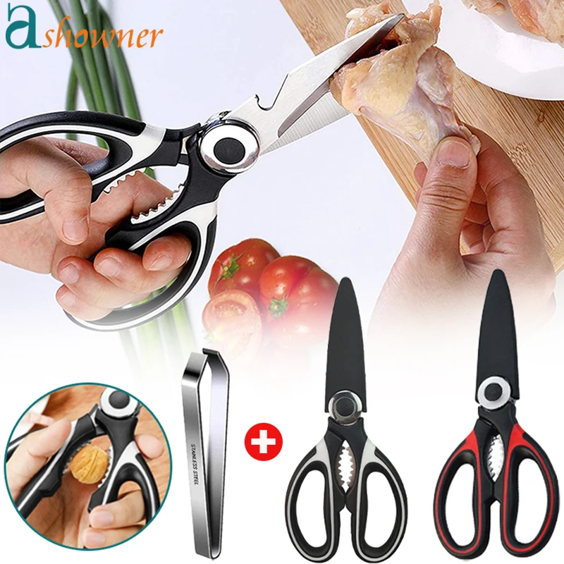 

Kitchen Scissors Chicken Bone Scissors Meat Cutting Scissors Stainless Steel Vegetable Seafood Clippers Opening Bottle Scissors