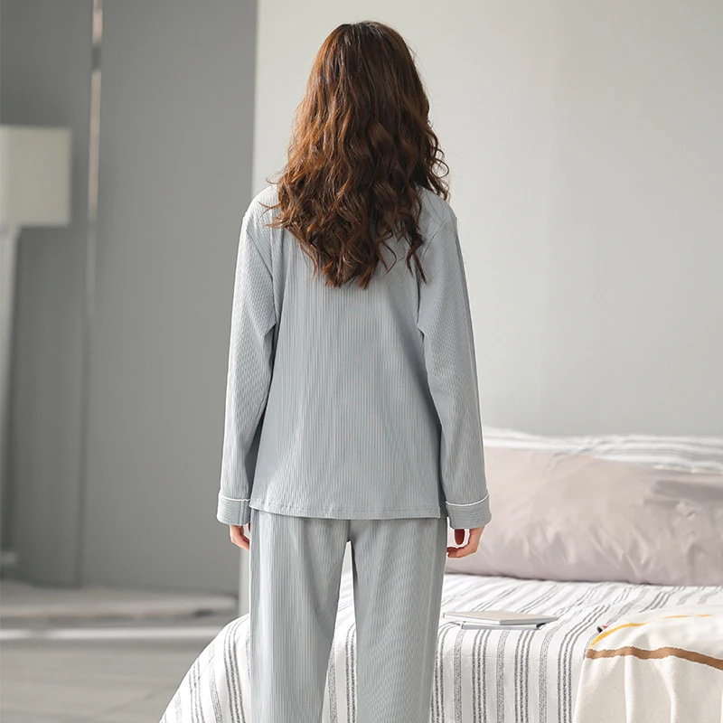 Дропшиппинг Женский пижамный комплект из 100% хлопка одежда для сна с длинным