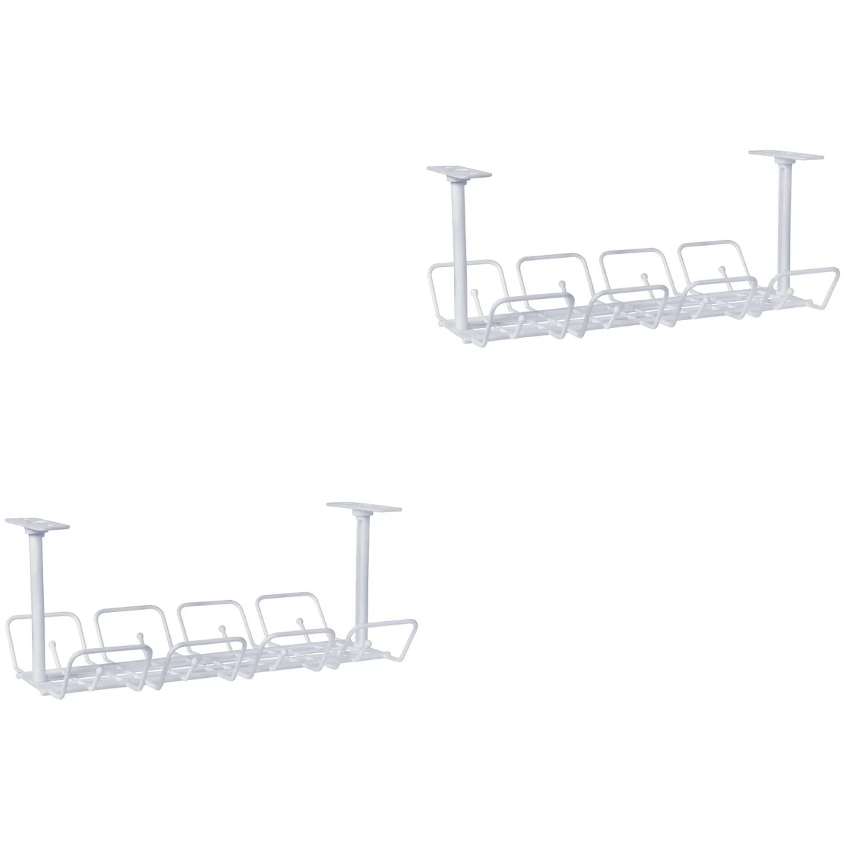 

2 Sets Kitchen Cabinet Organizer Table Wire Tray Cable Home Supplies Desk Storage Rack Management White Supply Office