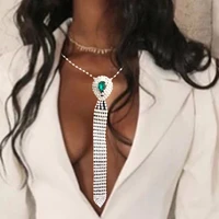 2022 shiny rhinestone long tassel necklace womens fashion rhinestone exquisite necktie necklace trend crystal necklace jewelry
