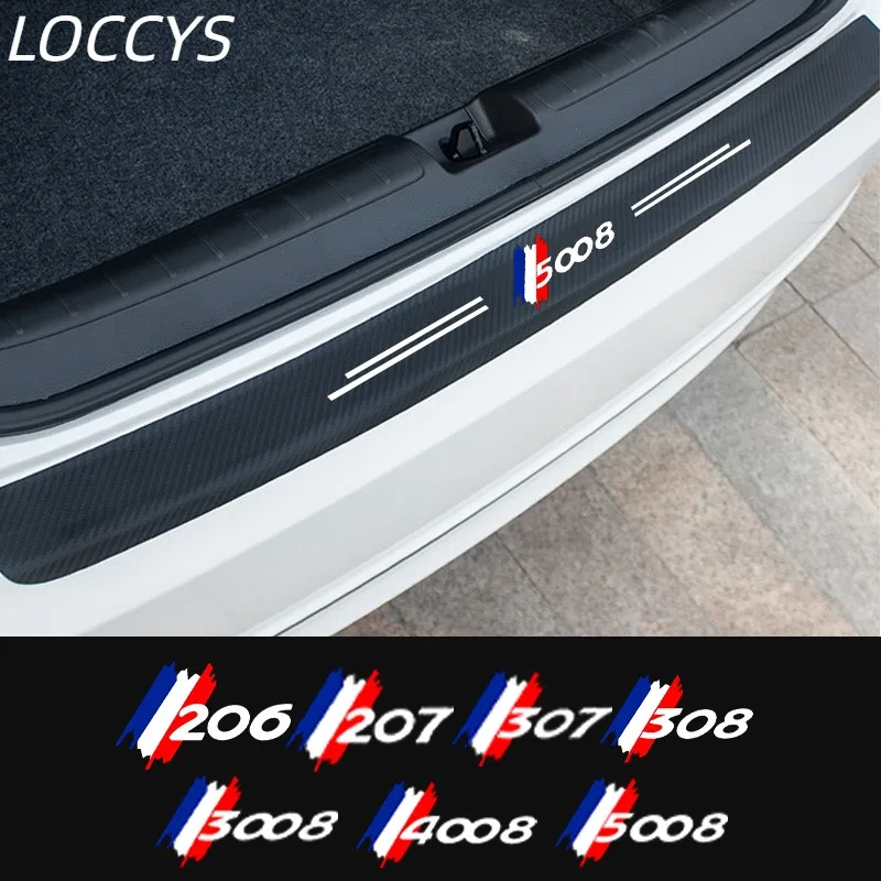 

For Peugeot 206 207 307 308 3008 4008 5008 Car Rear Trunk Bumper Guard Plate Anti-Kicked Protection Strip Carbon Fiber Stickers