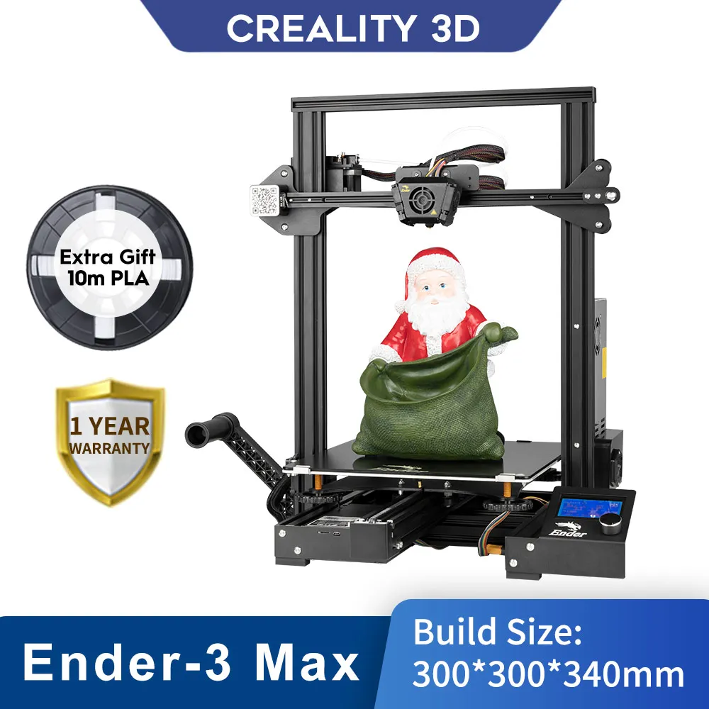 

CREALITY 3D Ender-3 Max Printer with Silent TMC2208 Stepper Drivers Powerful Linear Pulley System 300*300*340mm Large Print Size