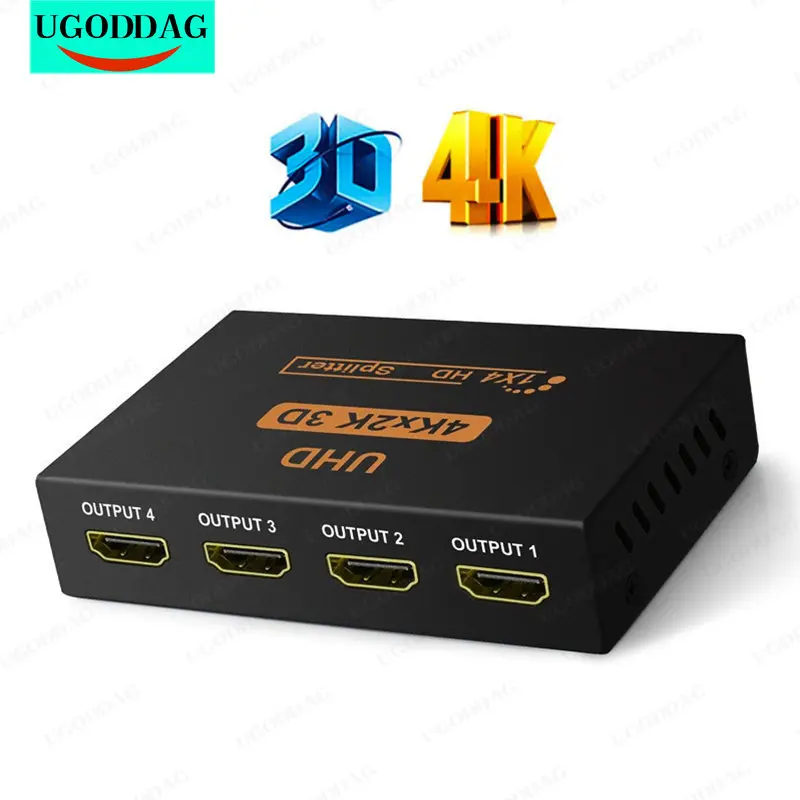 

4K 3D HDMI-совместимый сплиттер 1x4 Full HD 1080P видео переключатель 1 в 4 Выход Усилитель адаптер для HDTV DVD PS3 Xbox