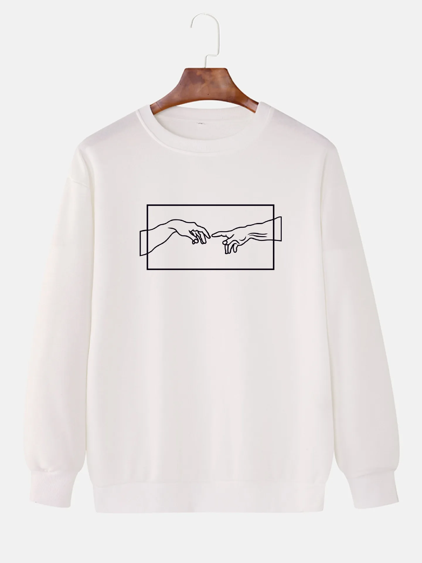 

Футболка мужская Свободная с круглым вырезом, хлопковая Простая рубашка оверсайз с длинным рукавом, с принтом, универсальный Повседневный ...