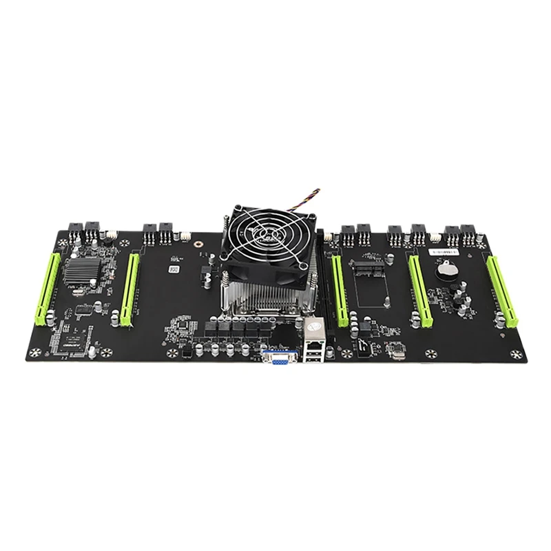 

NEW-ETH79-X5B BTC Mining Motherboard with E5 2620 CPU+Cooling Fan LGA2011 DDR3 RAM 80mm PCIE 16X Slot with VGA Interface