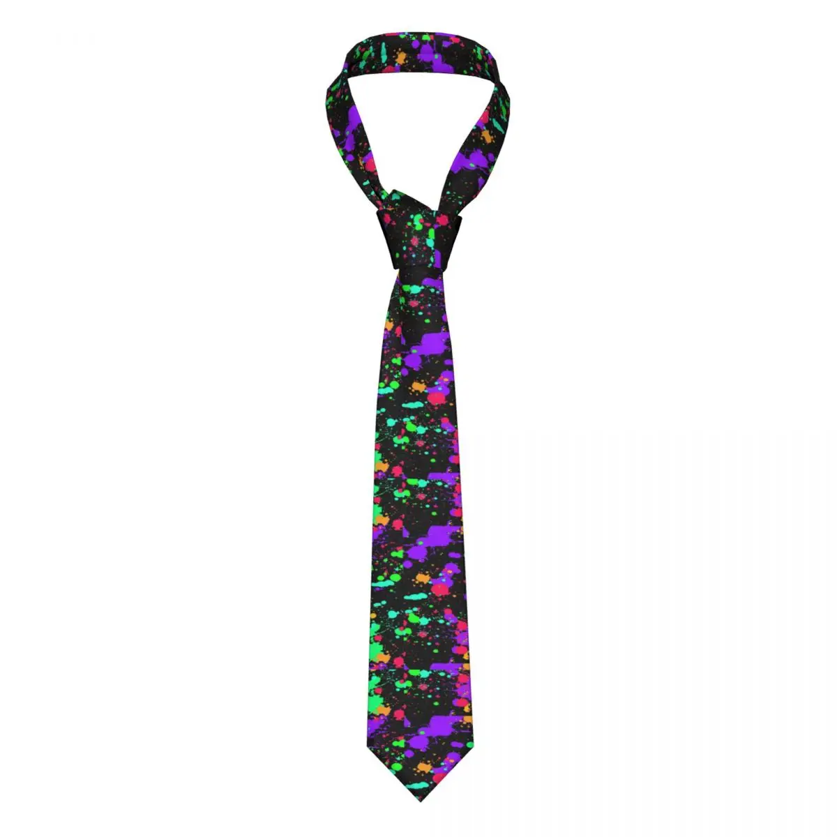 

Colorful Neon Paint Tie Pretty Splatter Print Gift For Man Neck Ties Vintage Shirt Polyester Silk Wedding Cravat