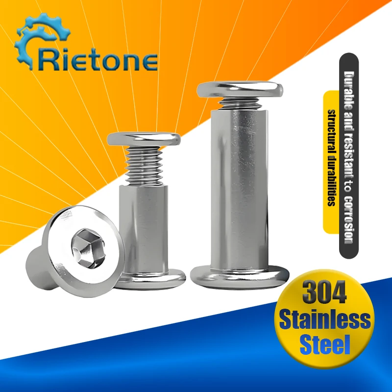 

M3 M4 M5 M6 M8 M10 Нержавеющая сталь 304, плоская шестигранная головка с шестигранной головкой, мебельная заклепка, соединительная вставка, соединительная втулка, колпачковые гайки