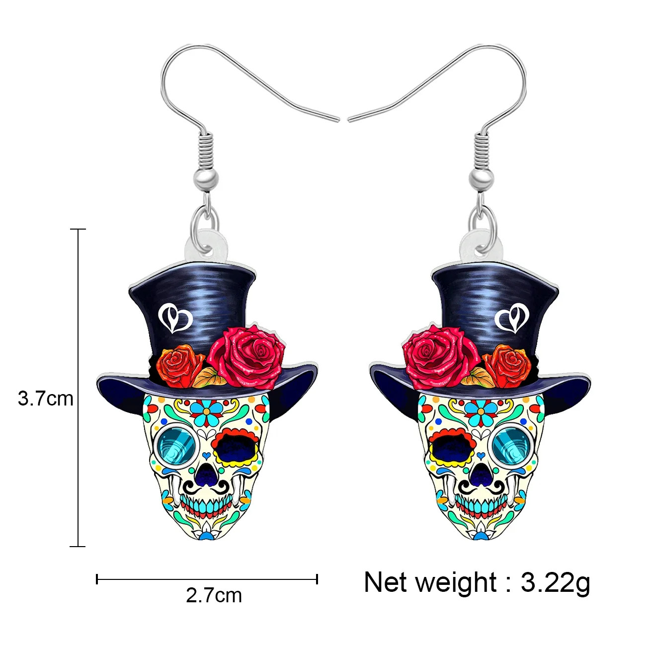 Bonsny акриловые висячие серьги в виде цветка джентльмена сахарного черепа