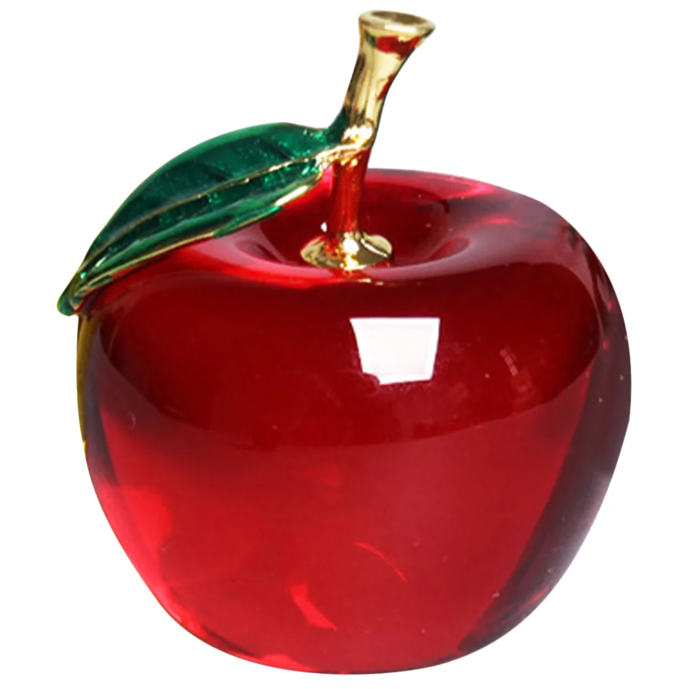 

Apple Crystal Christmas Fruit Red Ornaments Glass Figurine Table Decorations Tree Paperweight Decor Hanging Lucky Eve