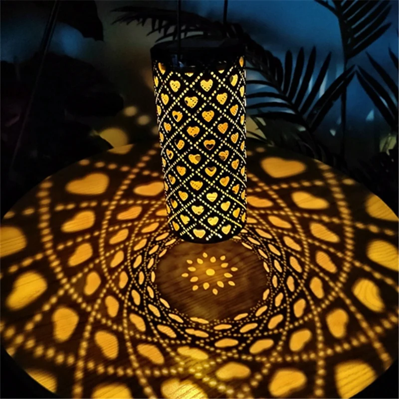 

Outdoor Solar Lamp Retro Hollow Lantern Light Solar LED Light Waterproof Hanging Projector Lamp Outdoor Garden