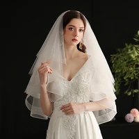 v653 elegant wedding bridal white veil multi layer cut edge plain tulle bride veil with hair comb women wed accessories