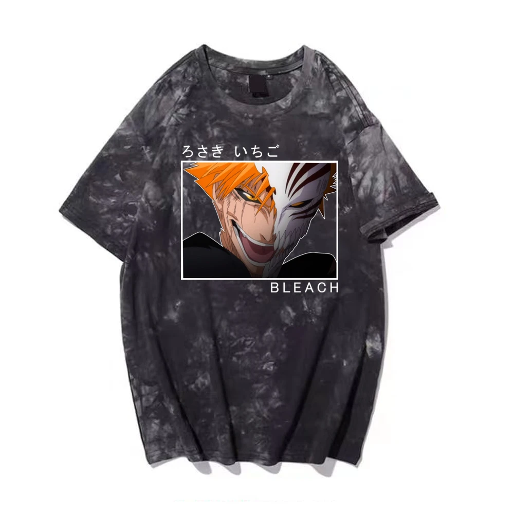 

Японские Аниме Горячие Kurosaki Ichigo, футболка для мужчин и женщин, смешная футболка с отбеливателем и краской