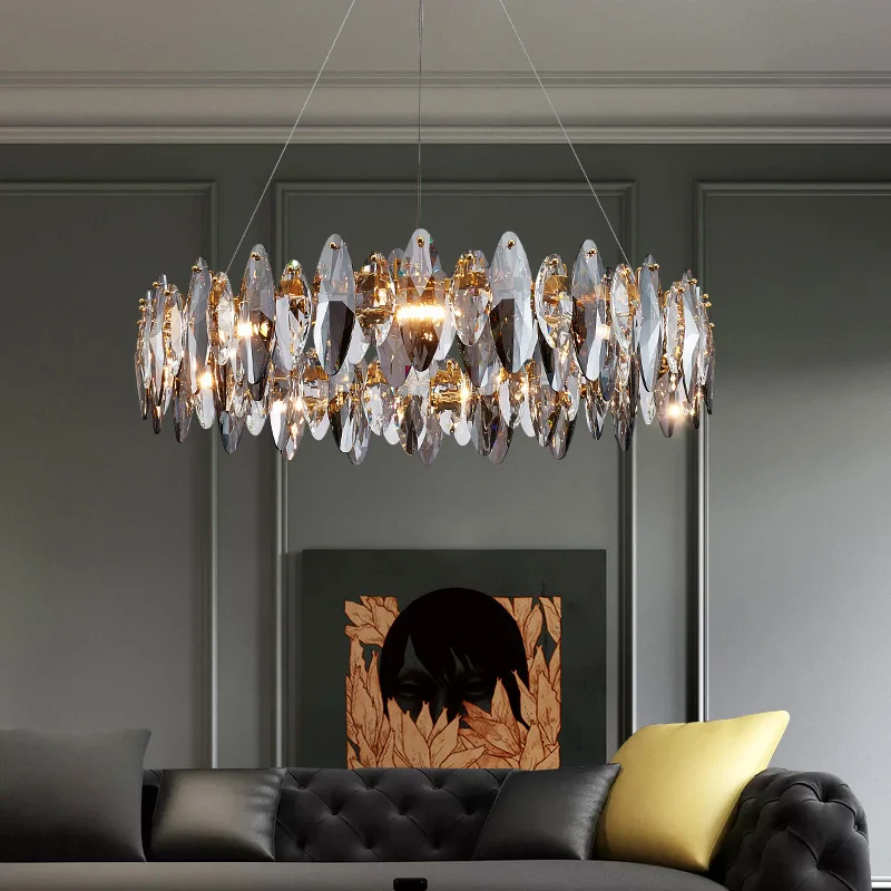 

New living room crystal chandelier luxury K9 crystal light modern simple decorative light LED lighting
