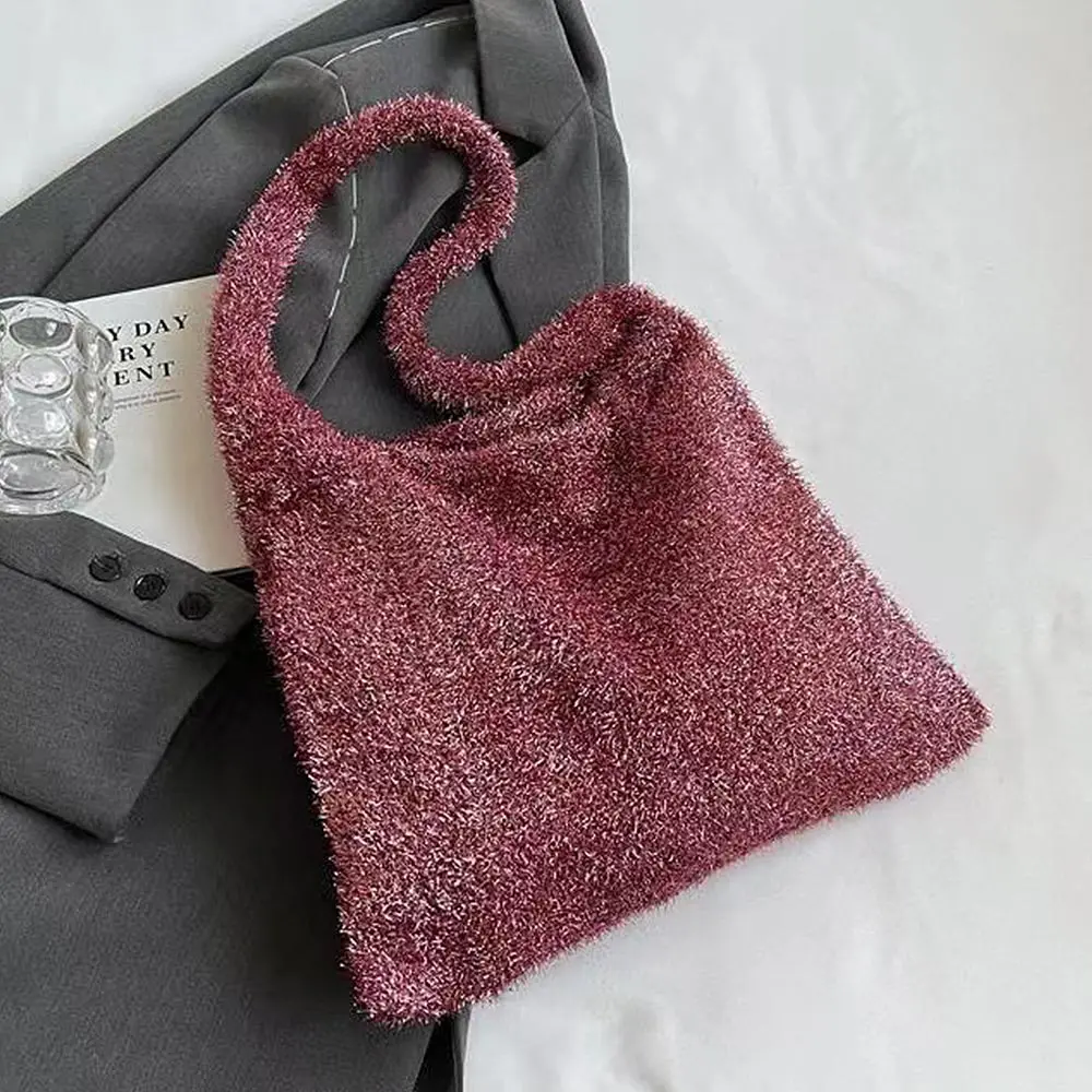 Y2K Вязаная Женская Сумка-тоут С Золотой Нитью Красивая Художественная