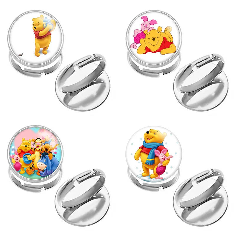 

Кольцо из нержавеющей стали с кабошоном и изображением Винни-Пуха