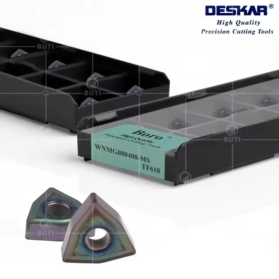 Фото Токарные пластины DESKAR WNMG080404/08 MA/MS/MM TF618 для обработки закаленной стали, 100% оригинал, для токарных станков с ЧПУ, персиковидной формы №2