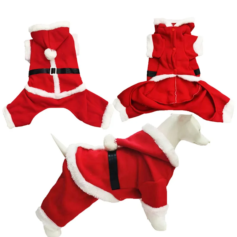 

Pet Christmas Costumes Santa Claus Pet Costume Small Animal Dress Holiday Party Pet Onesie Winter Warm Puppy Cat Clothes