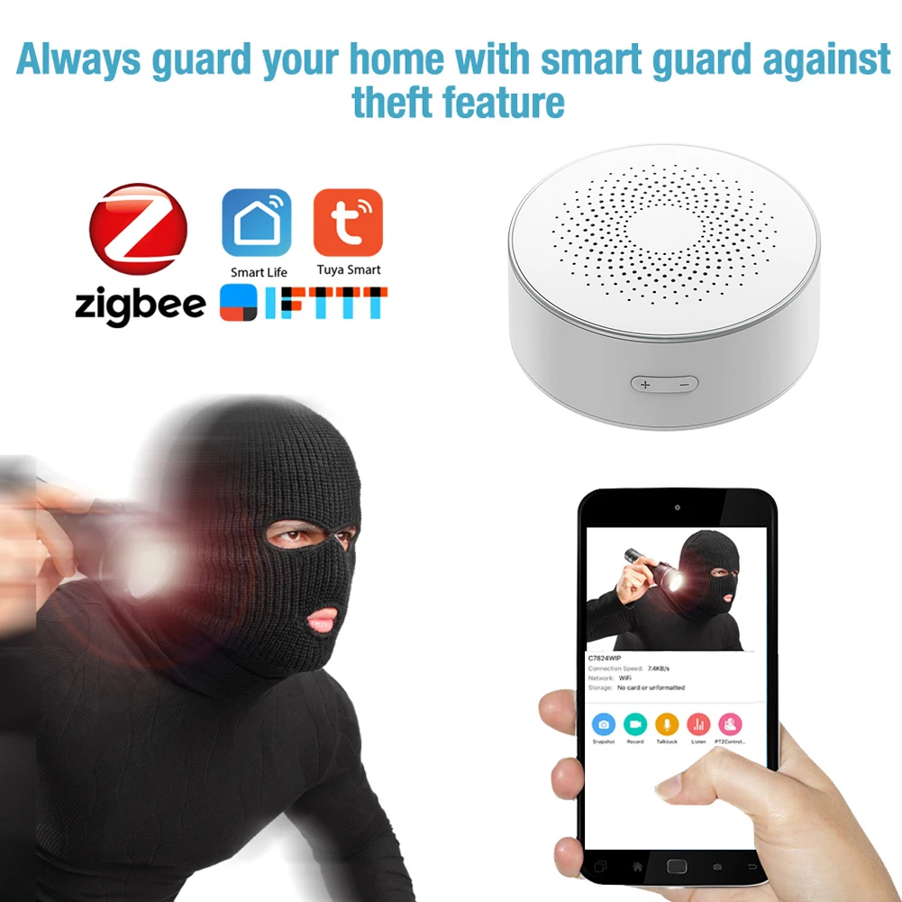 

APP Smart Control Alarm Horn ZigBee Detector Linkage Audible Visual Home Speaker for Household Safety Accessories
