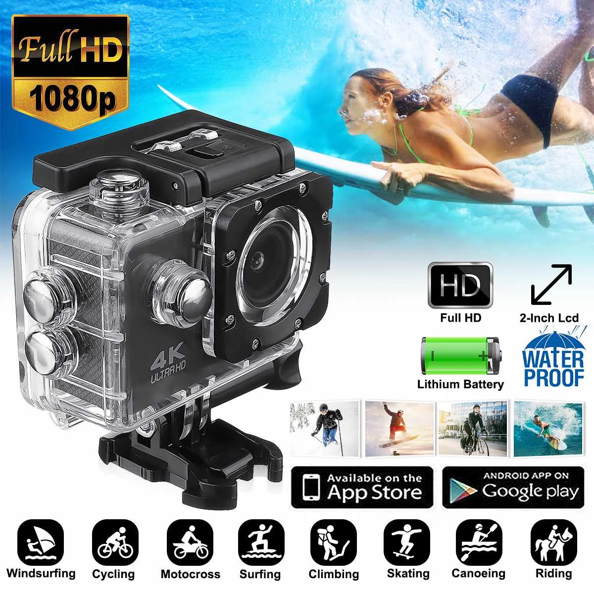 

SJ9000 Action Camera Ultra HD 4K 30FPS WiFi 2.0-Inch 30M Underwater Waterproof Helmet Video Recording Cameras Sport Camera