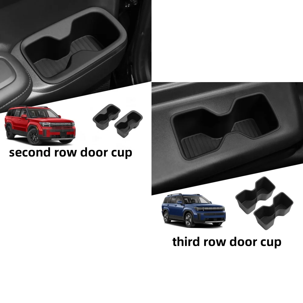 

Для Hyundai Santa Fe 6/7 мест 2024-2026 (2 ряда и 3 ряда) боковой подстаканник двери, вставка, коробка для чашки, амортизирующий лоток для хранения TPE