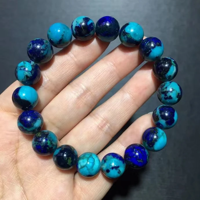 

Браслет азуритовый из натурального голубого малахита, 11 мм