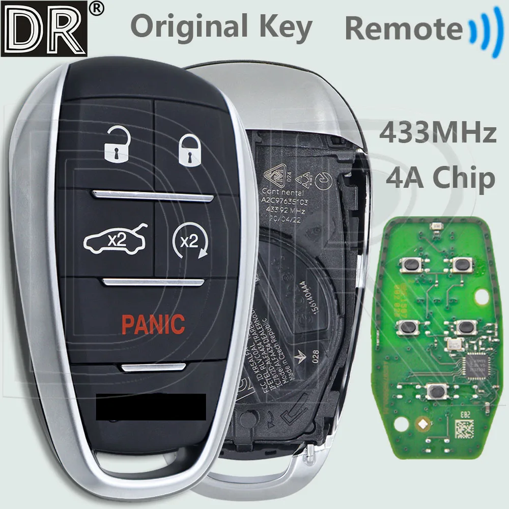 

DR оригинальный чип 4A 433 МГц бесконтактный автомобильный ключ дистанционного управления для Alfa Romeo Giulia Stelvio 2017 2018 2019 2020 2021 2022